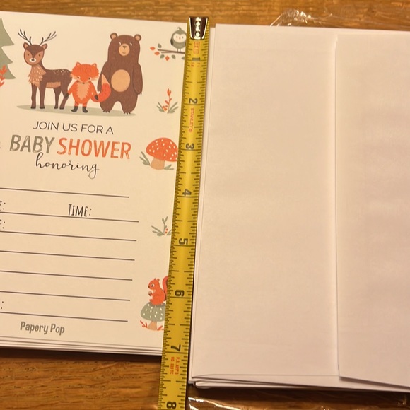 💚3 for $15💚 14 Woodland Animals Baby Shower Invitations Envelopes Inserts NEW - Picture 3 of 16